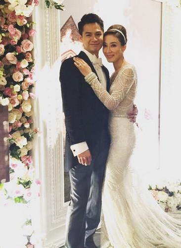 这是杨怡的结婚照,是不是才子配佳人呢?