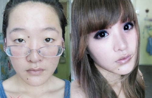 辣眼睛的化妆前后对比,她们如同"换了一张脸"