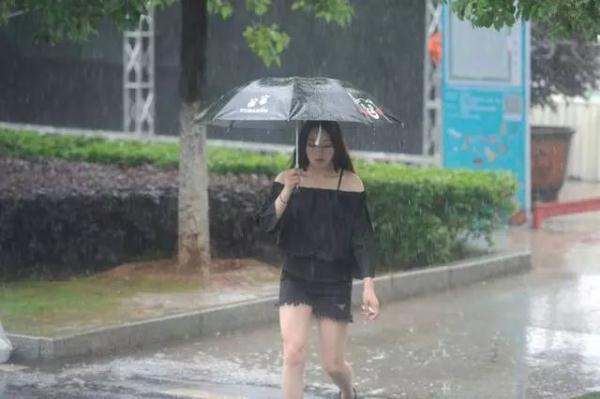 5月6日上午,武汉风雨交加,武昌和平大道街头,市民在雨切前行.