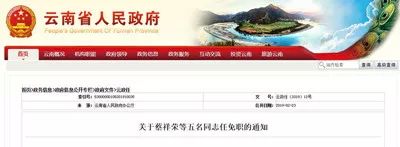 云南省政府发布一批人事任免名单 何刚不再担