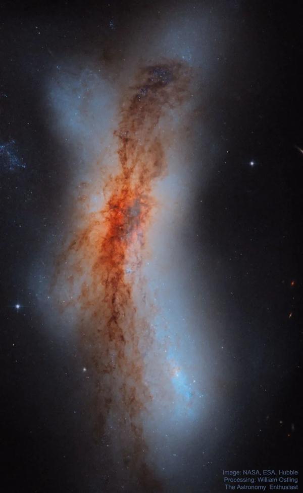 ngc520是恒星,气体和尘埃的混合物,现在人们认为它包含了两个独