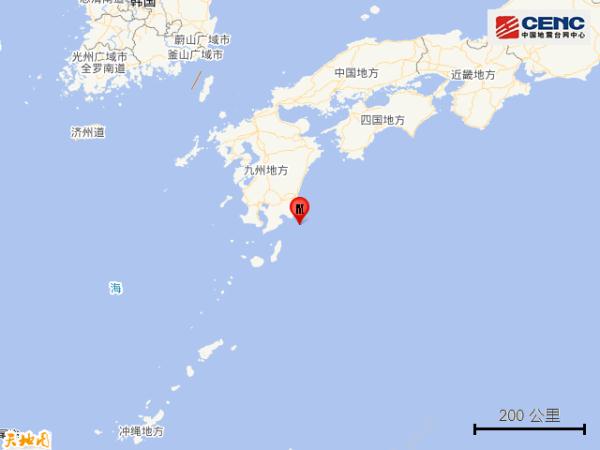 日本九州岛附近海域发生52级地震