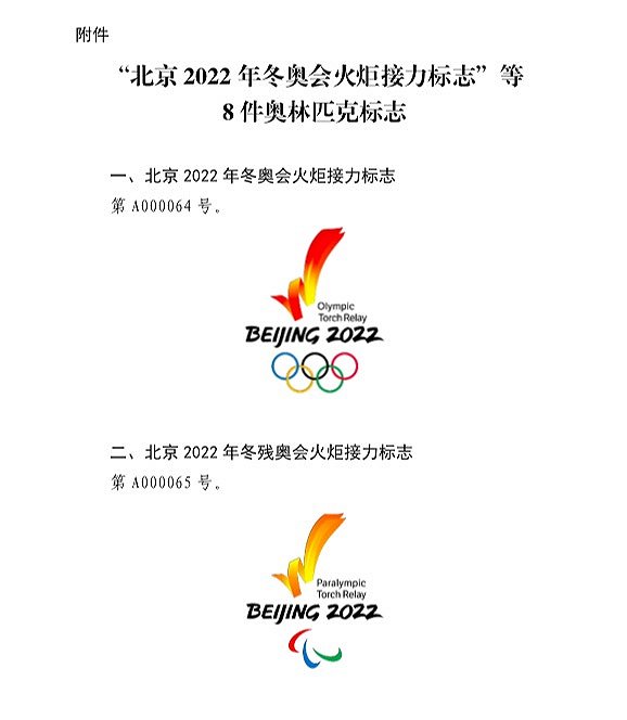 国家知识产权局对北京2022年冬奥会火炬接力标志等8标志实施保护