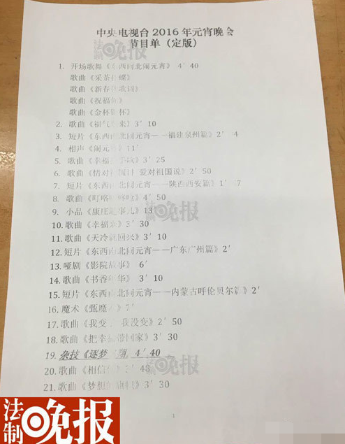 视猴年元宵晚会节目单曝光  春晚遗珠将亮相  - 