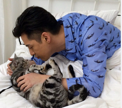 胡歌抱着猫猫想索吻 网友:放开那只喵让我来!_