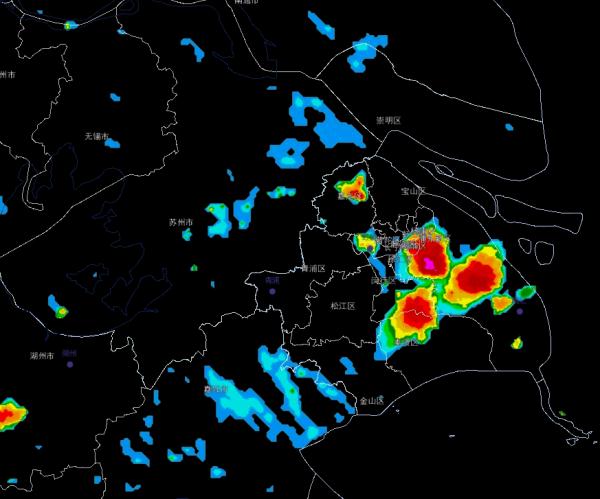 上海有分散性雷陣雨預計今天上半夜以前更新暴雨藍色為暴雨黃色預警
