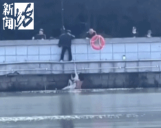 上海热门打卡地一女子落水！有人伸腿够、有人拿网捞，都失败了，好在……