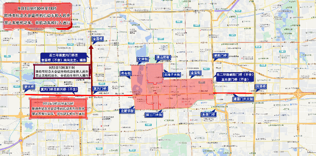 今天至9月3日，北京部分道路临时交通管控