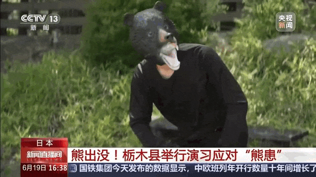 日本举行防熊演习,由政府人员扮演熊 日本举行防熊演习,由政府人员扮演熊