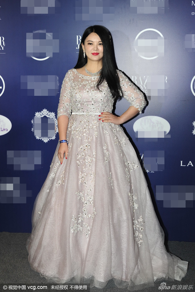 组图:李湘亮相红毯自提裙摆 造型华美身材丰腴