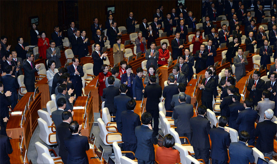 朝鲜半岛局势趋紧 韩总统朴槿惠在国会发表演说