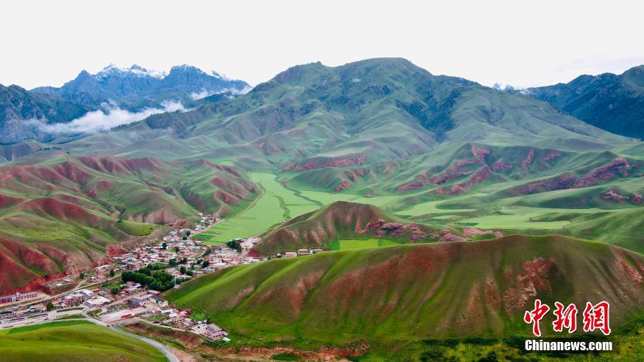 Aerial photo of the beautiful scenery of Qilian Mountains in summer