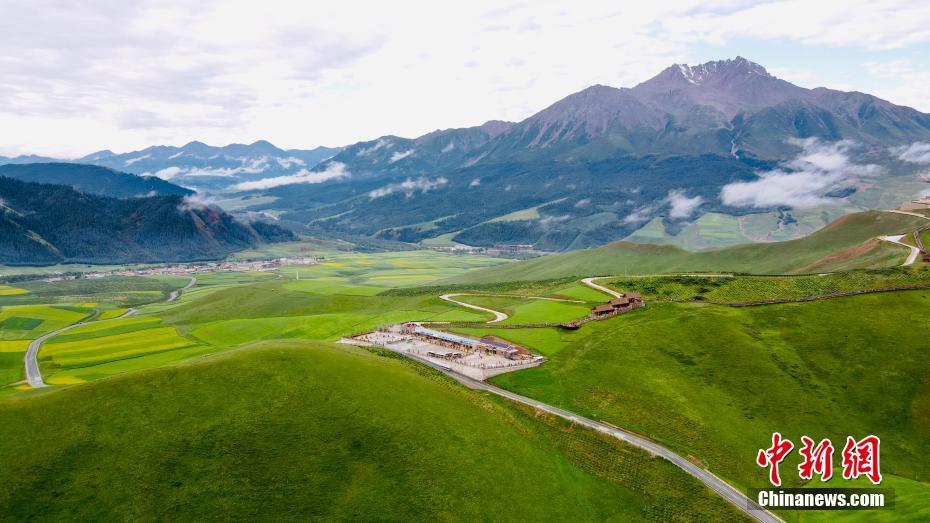 Aerial photo of the beautiful scenery of Qilian Mountains in summer