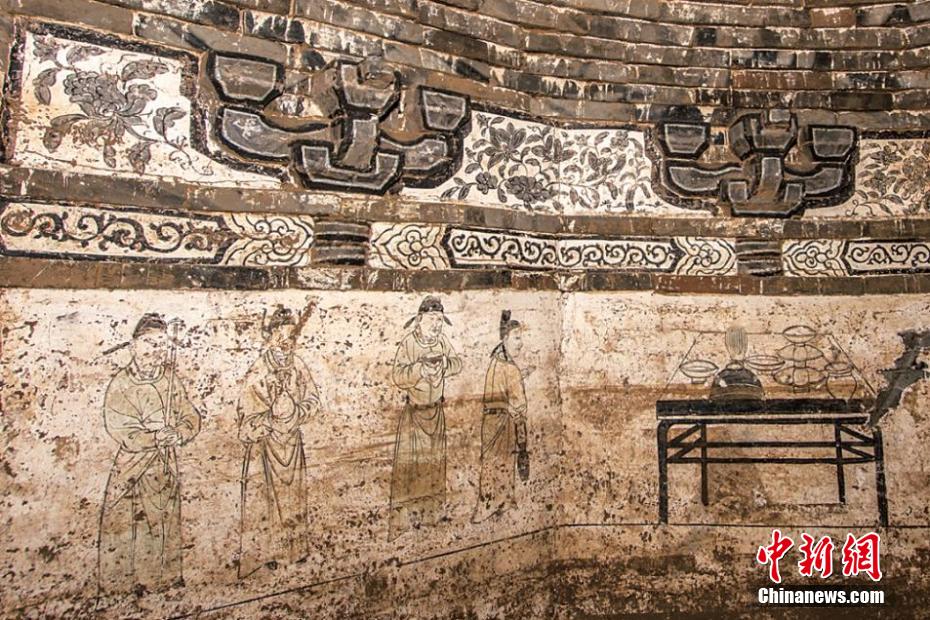 山西发现元代彩绘砖雕壁画墓 再现元代社会生活场景