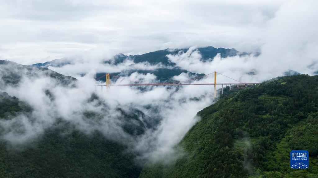 云雾中的云南宣威普立大桥