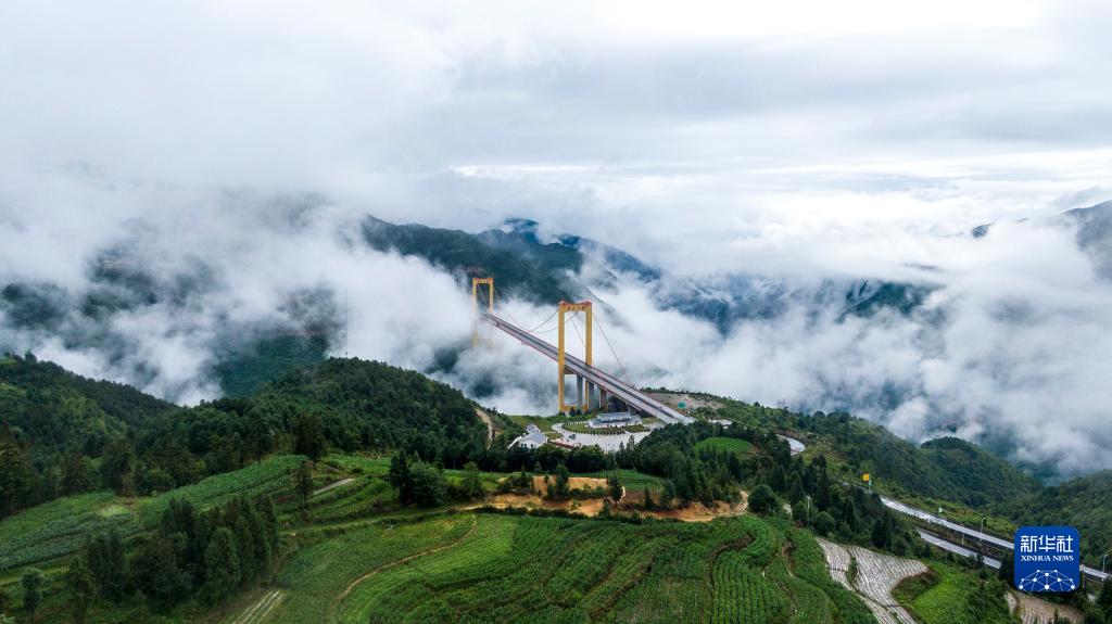 云雾中的云南宣威普立大桥