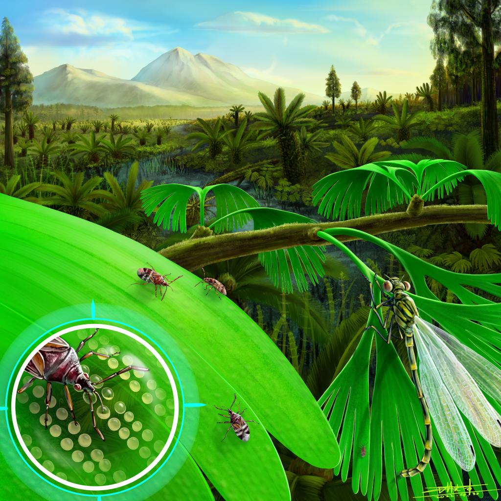 科学家发现2亿年前昆虫偷吃叶片内虫卵的证据
