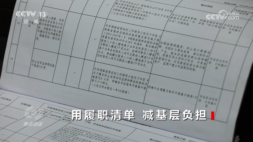 用履职清单 减基层负担