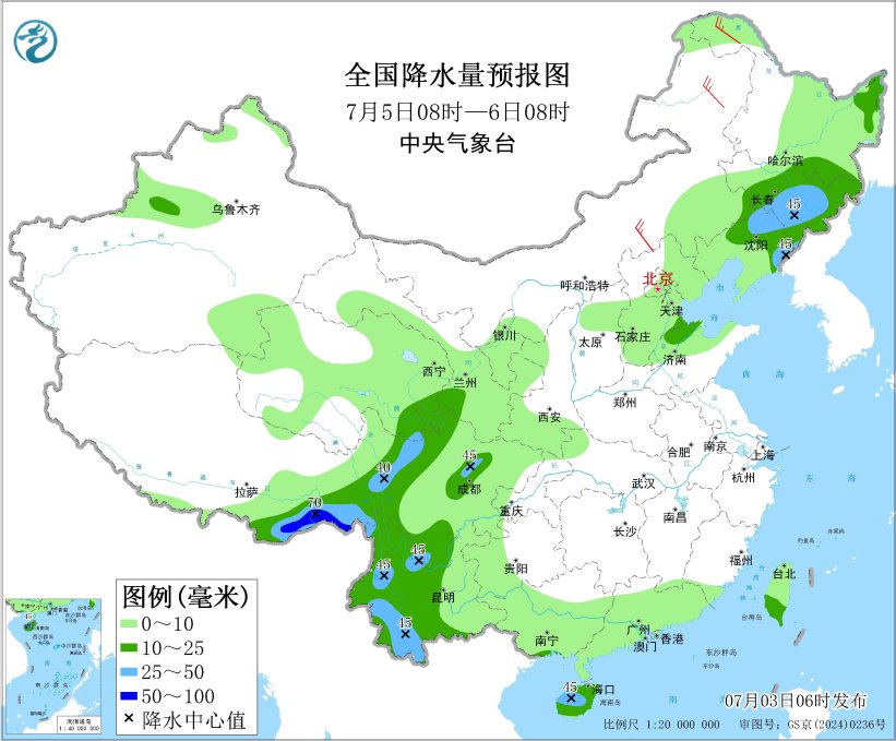 东北地区华北四川盆地等地多降雨 江淮江南等地将有持续性高温