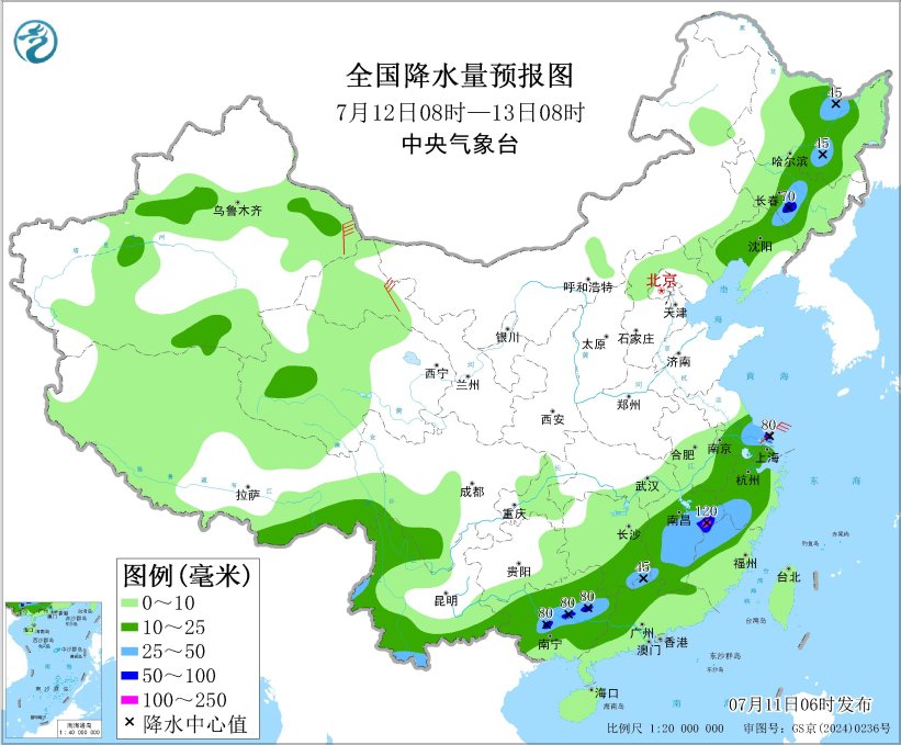福建广东等地有强降雨 内蒙古中东部及东北地区多雷阵雨