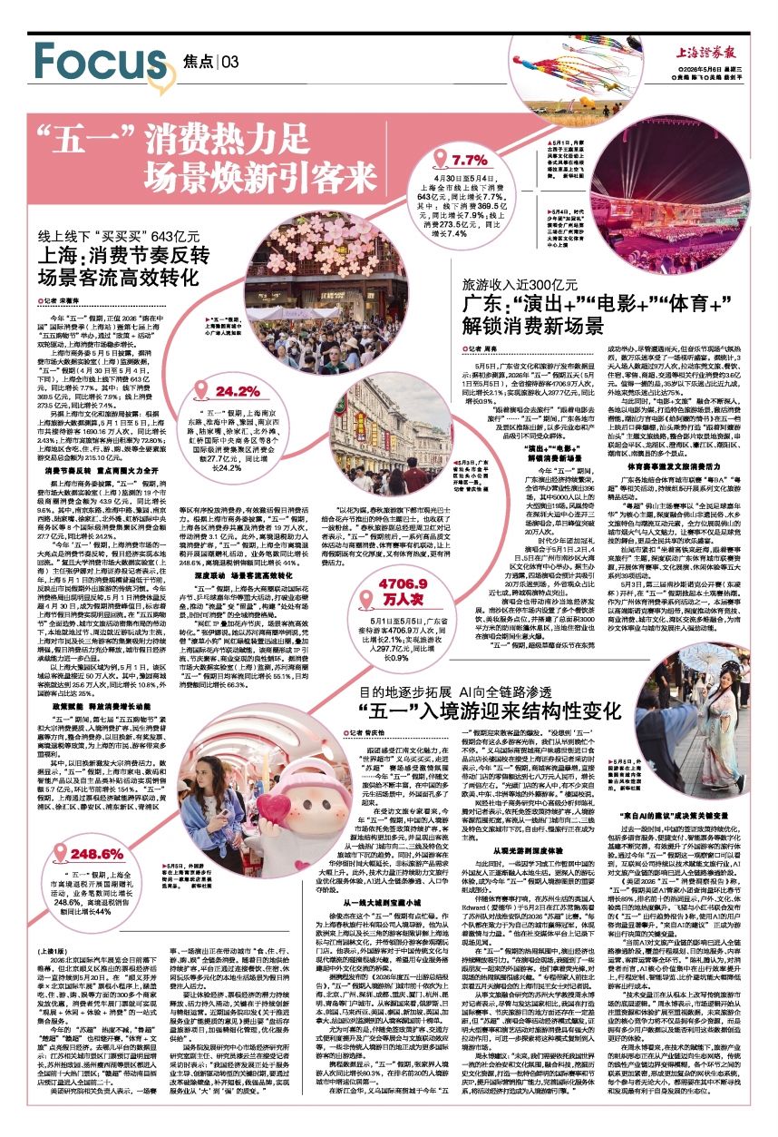 旅游收入近300亿元 广东：“演出+”“电影+”“体育+”解锁消费新场景