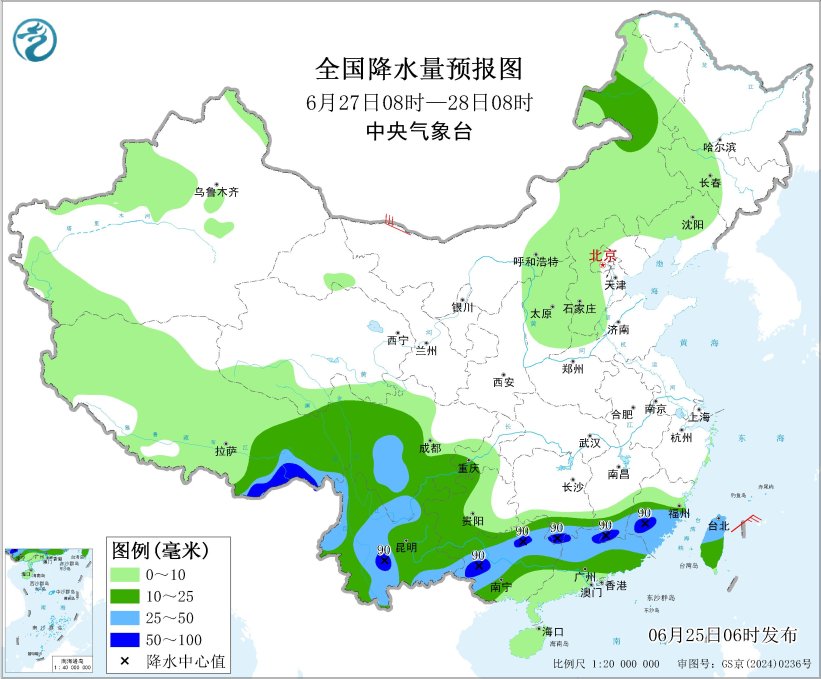 广西云南福建台湾等地仍有较强降雨 内蒙古华北东北地区多雷阵雨