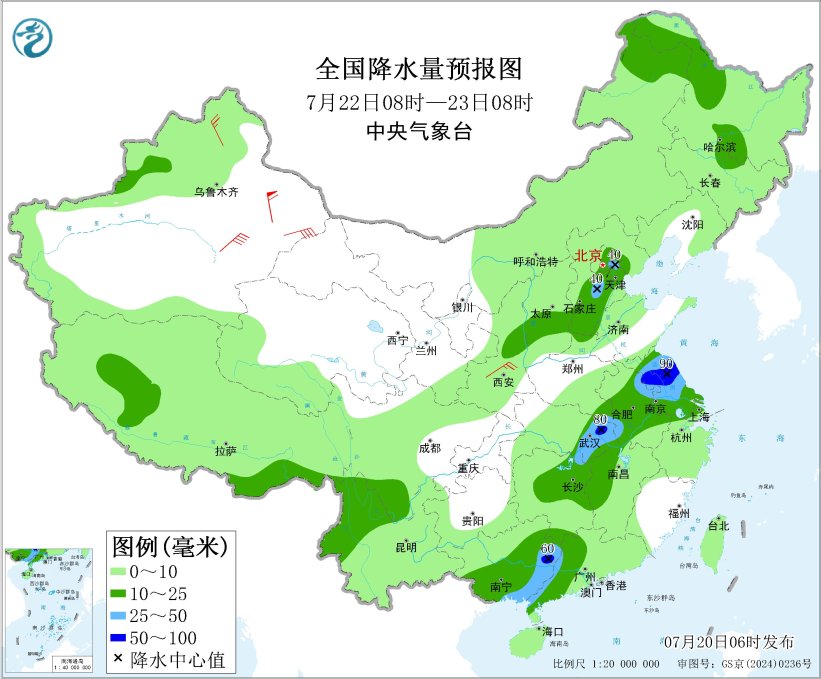 广西和长江中下游等地有较强降水 内蒙古华北等地多雷阵雨