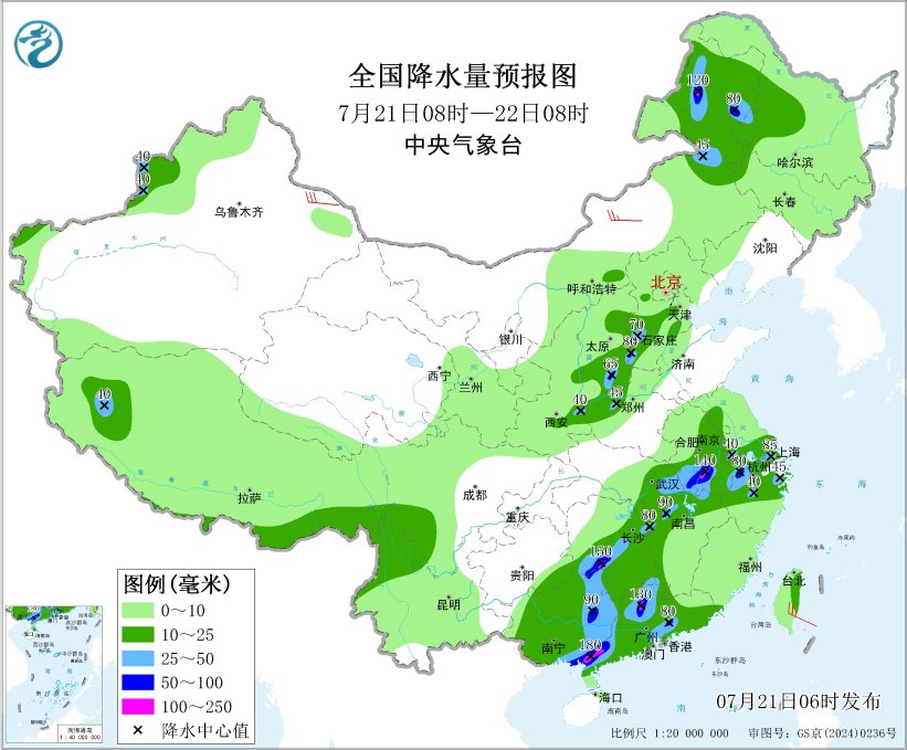 广西和长江中下游等地有较强降水 内蒙古华北等地多雷阵雨