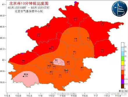 北京沙尘暴黄色预警生效中  大部分地区能见度不足1000米