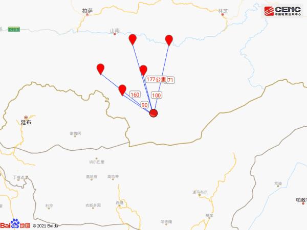 西藏山南市错那县发生4.8级地震