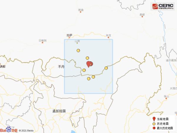 西藏山南市错那县发生4.8级地震