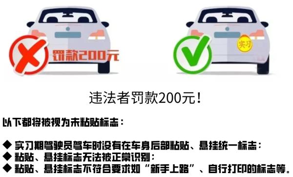 (公安部令第123号)第六十四条规定:在实习期内驾驶机动车的,应当在