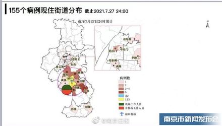 南京155个确诊病例分布、轨迹图，主要在江宁和主城区