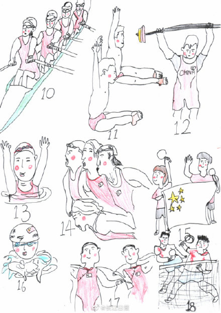 太萌啦！6岁小女孩手绘Q版奥运冠军，每张都是治愈系