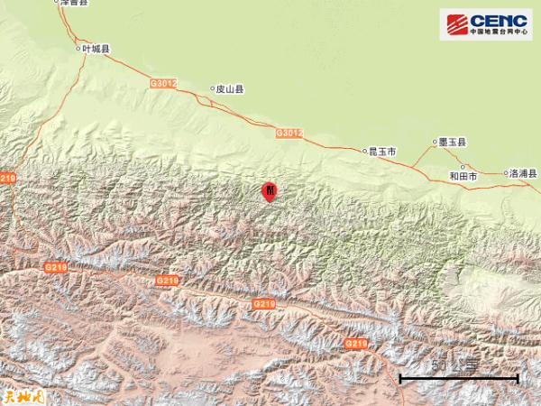 新疆和田地区皮山县发生30级地震