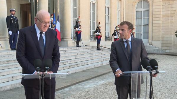 法国总统马克龙会见黎巴嫩新任总理米卡提