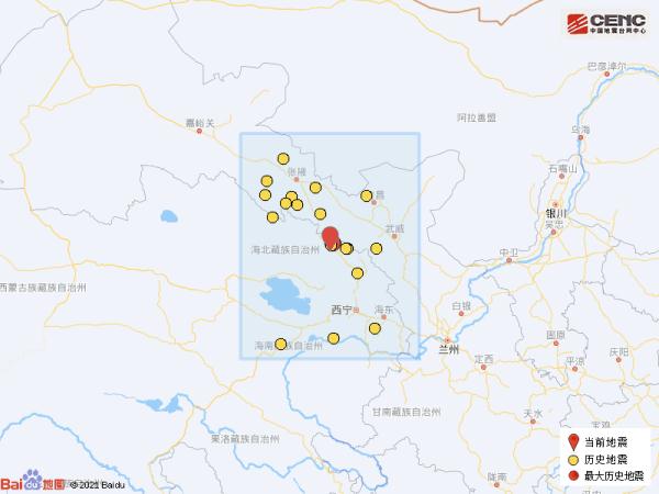 青海海北州门源县半小时内发生四次地震！最大震级6.9级