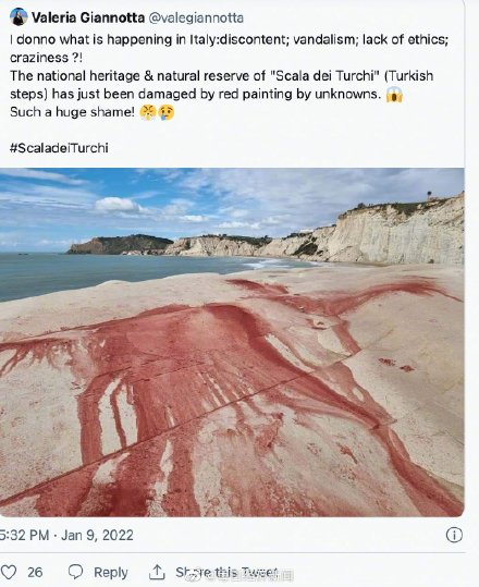 西西里岛土耳其阶梯遭人为破坏