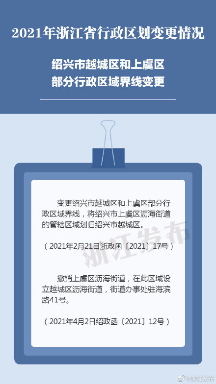 2021年浙江省行政区划变更情况来了 2021年浙江省行政区划变更情况来了