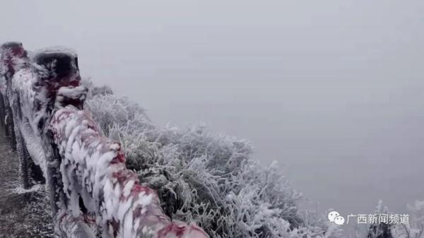 南宁大明山出现大面积雾凇景观 出行前需先预约购票