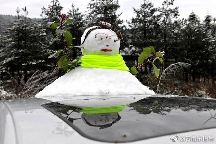 高速民警服务区拦下几百个车顶雪人