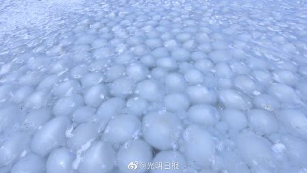 罕见!吉林四海湖冰汤圆好诱人 罕见!吉林四海湖冰汤圆好诱人