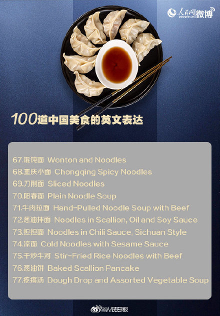 收藏！100道中国美食的英语表达