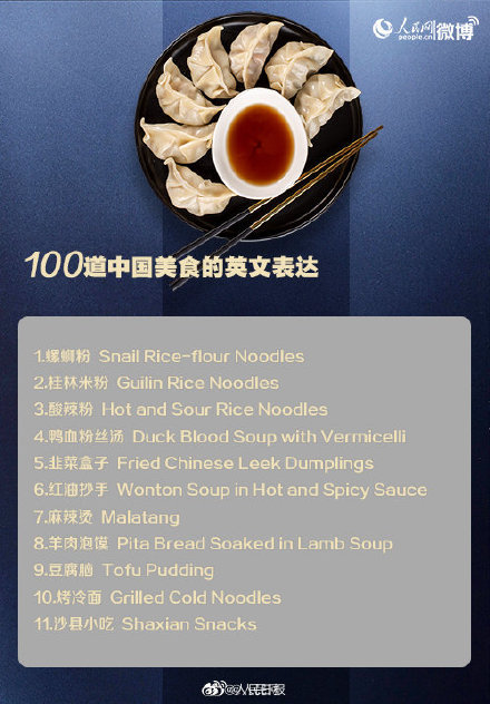 收藏！100道中国美食的英语表达