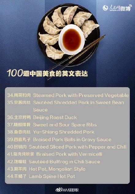 收藏！100道中国美食的英语表达