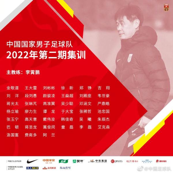 国足集训名单出炉！