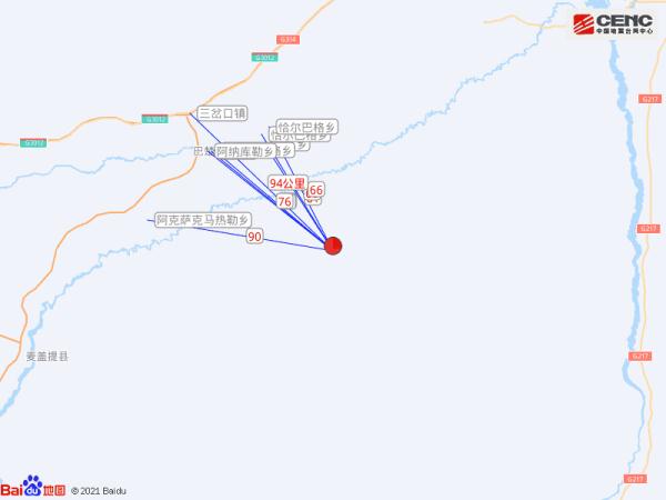 新疆喀什地区巴楚县发生4.3级地震