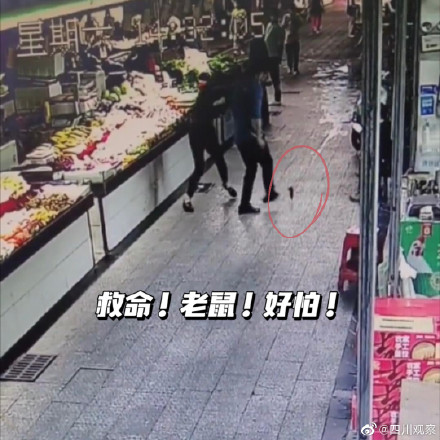 女子菜市遇老鼠吓到抱住陌生人