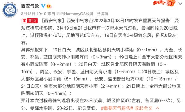 注意！西安今起将迎降水降温天气