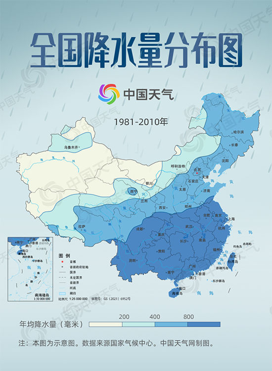 中国全国降水量分布图图片